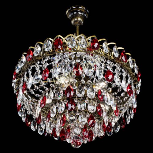 Люстра Грация №5 с подвесом под бронзу Красная в Кирове Гусь Хрустальный