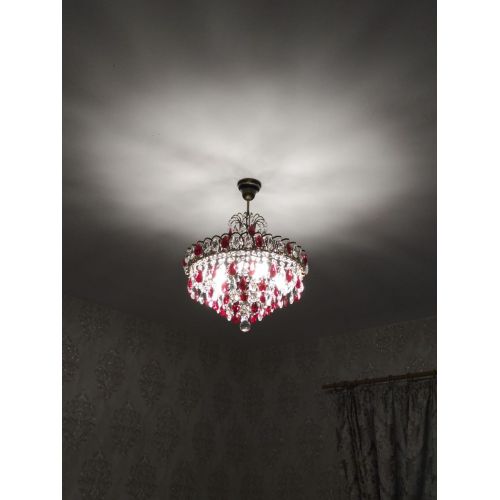 Люстра Грация №5 с подвесом под бронзу Красная в Кирове Гусь Хрустальный