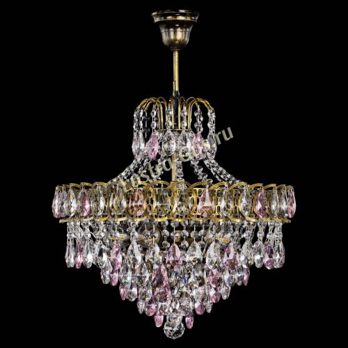 Люстра Грация №5 с подвесом под бронзу Розовая в Кирове Гусь Хрустальный