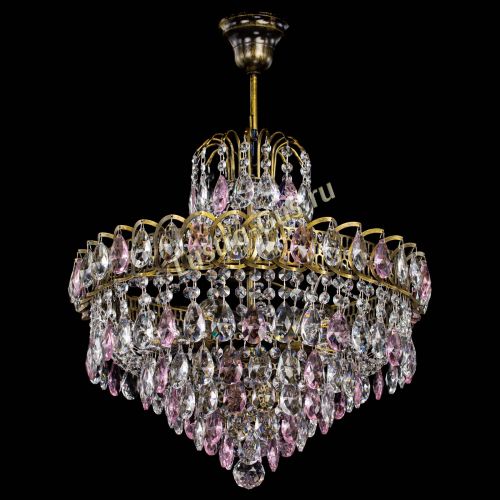 Люстра Грация №5 с подвесом под бронзу Розовая в Кирове Гусь Хрустальный