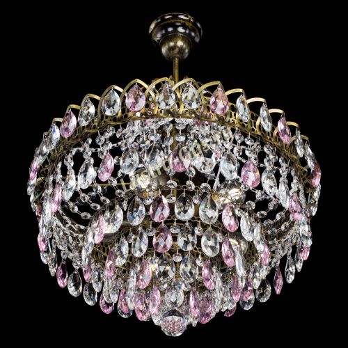 Люстра Грация №5 с подвесом под бронзу Розовая в Кирове Гусь Хрустальный