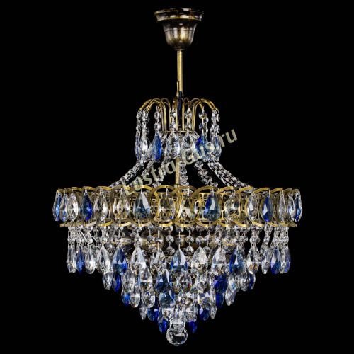 Люстра Грация №5 с подвесом под бронзу Синяя в Кирове Гусь Хрустальный