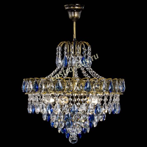 Люстра Грация №5 с подвесом под бронзу Синяя в Кирове Гусь Хрустальный
