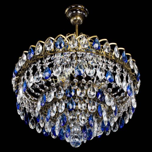 Люстра Грация №5 с подвесом под бронзу Синяя в Кирове Гусь Хрустальный