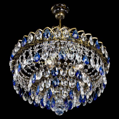 Люстра Грация №5 с подвесом под бронзу Синяя в Кирове Гусь Хрустальный