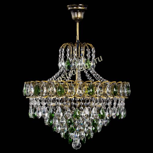 Люстра Грация №5 с подвесом под бронзу Зеленая в Кирове Гусь Хрустальный