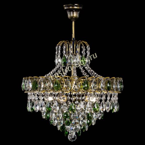 Люстра Грация №5 с подвесом под бронзу Зеленая в Кирове Гусь Хрустальный