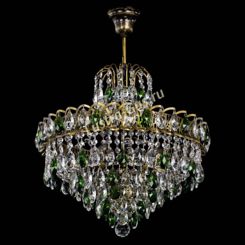 Люстра Грация №5 с подвесом под бронзу Зеленая в Кирове Гусь Хрустальный