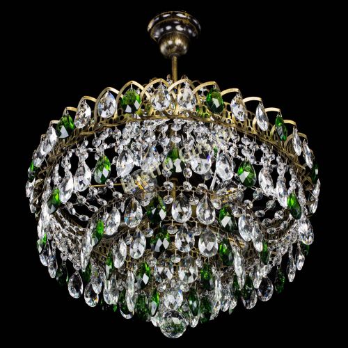 Люстра Грация №5 с подвесом под бронзу Зеленая в Кирове Гусь Хрустальный