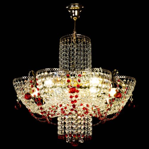 Люстра Камея №6 подвесная красная в Кирове Гусь Хрустальный