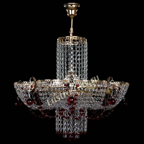 Люстра Камея №6 подвесная красная в Кирове Гусь Хрустальный