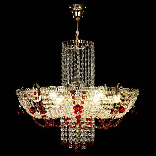 Люстра Камея №6 подвесная красная в Кирове Гусь Хрустальный
