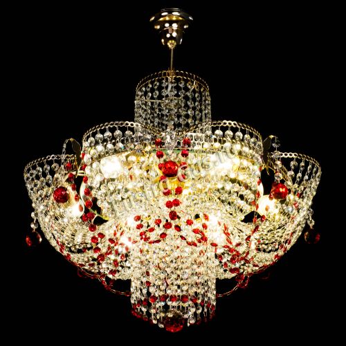 Люстра Камея №6 подвесная красная в Кирове Гусь Хрустальный