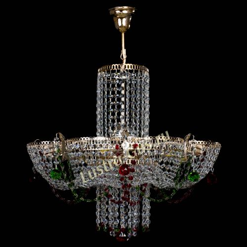 Люстра Камея №6 подвесная красно-зеленая в Кирове Гусь Хрустальный