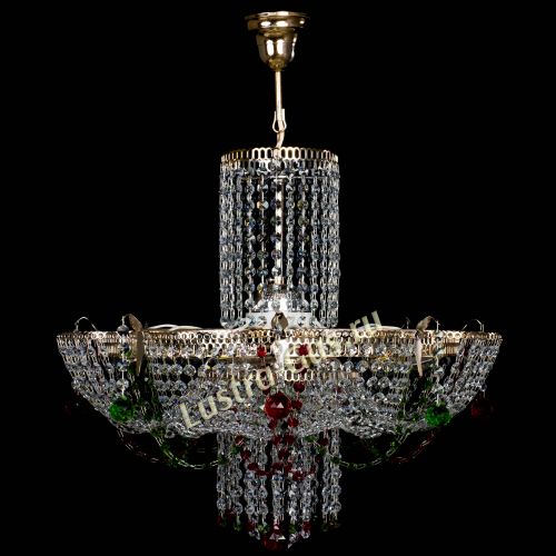 Люстра Камея №6 подвесная красно-зеленая в Кирове Гусь Хрустальный