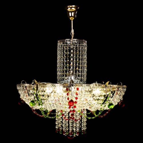 Люстра Камея №6 подвесная красно-зеленая в Кирове Гусь Хрустальный