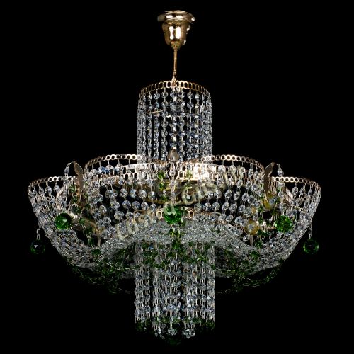 Люстра Камея №6 подвесная зеленая в Кирове Гусь Хрустальный
