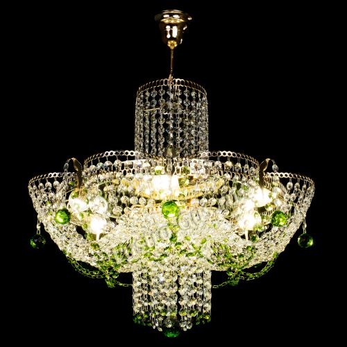 Люстра Камея №6 подвесная зеленая в Кирове Гусь Хрустальный