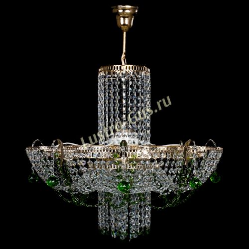 Люстра Камея №6 подвесная зеленая в Кирове Гусь Хрустальный