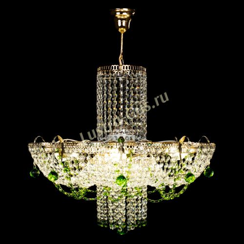 Люстра Камея №6 подвесная зеленая в Кирове Гусь Хрустальный