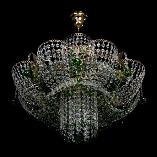 Люстра Камея №6 подвесная зеленая в Кирове Гусь Хрустальный
