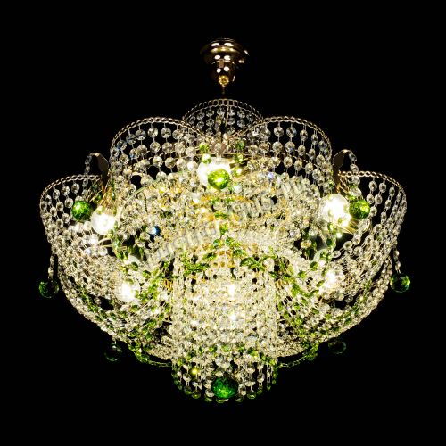 Люстра Камея №6 подвесная зеленая в Кирове Гусь Хрустальный
