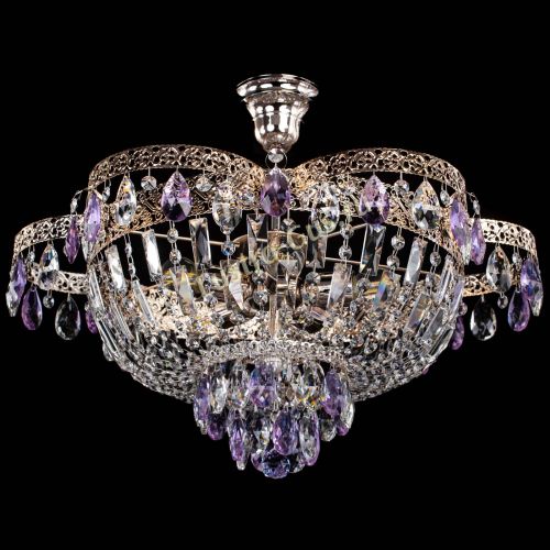 Люстра Камея Флора №5 с подвесом Фиолетовая в Кирове Гусь Хрустальный