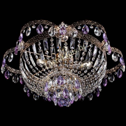 Люстра Камея Флора №5 с подвесом Фиолетовая в Кирове Гусь Хрустальный