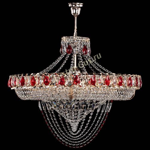 Люстра Кольцо Классика Веер №8 красная в Кирове Гусь Хрустальный