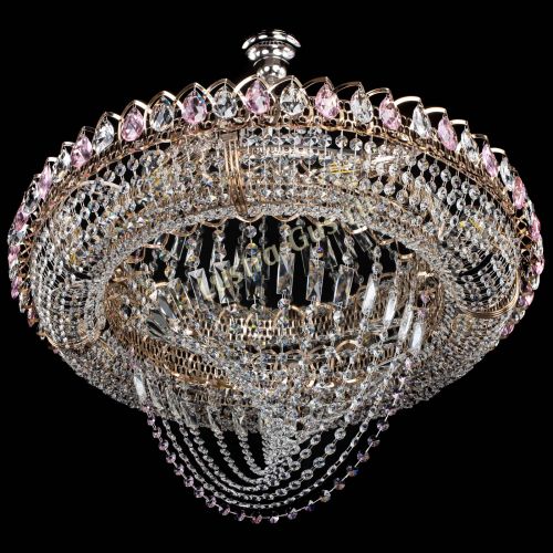 Люстра Кольцо Классика Веер №8 розовая в Кирове Гусь Хрустальный