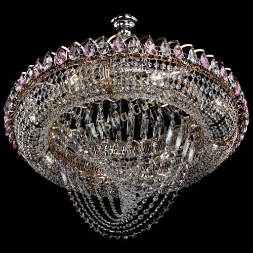 Люстра Кольцо Классика Веер №8 розовая в Кирове Гусь Хрустальный