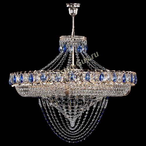 Люстра Кольцо Классика Веер №8 синяя в Кирове Гусь Хрустальный