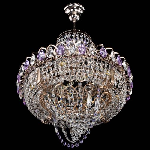 Люстра Кольцо Классика Веер фиолетовая в Кирове Гусь Хрустальный