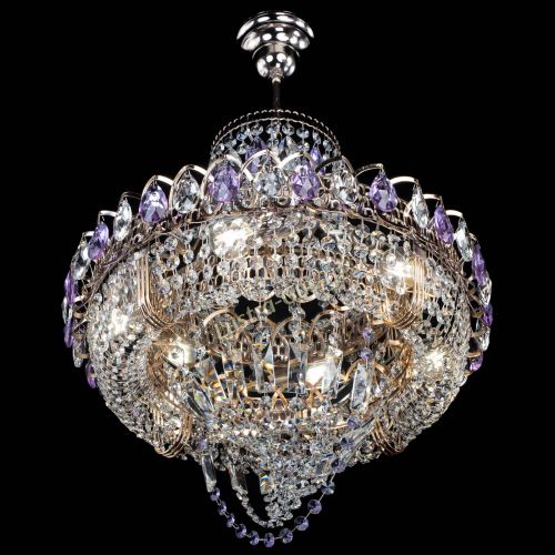 Люстра Кольцо Классика Веер фиолетовая в Кирове Гусь Хрустальный
