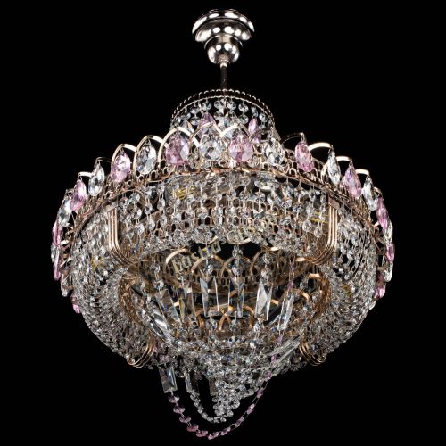 Люстра Кольцо Классика Веер розовая в Кирове Гусь Хрустальный