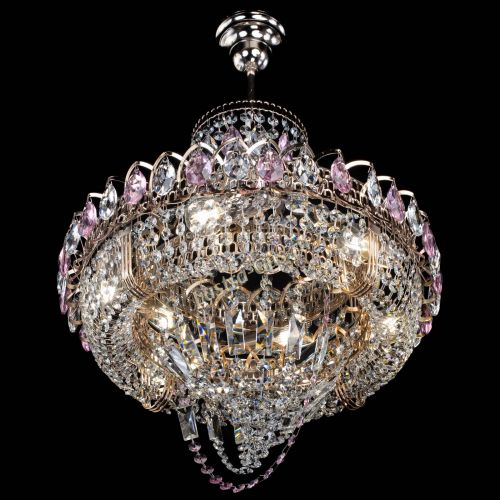Люстра Кольцо Классика Веер розовая в Кирове Гусь Хрустальный