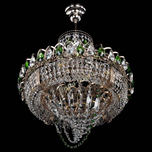 Люстра Кольцо Классика Веер зеленая в Кирове Гусь Хрустальный