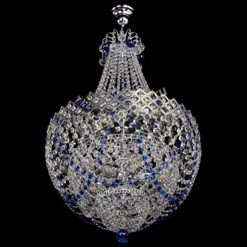 Люстра Корона №5 с подвесом Синяя в Кирове Гусь Хрустальный