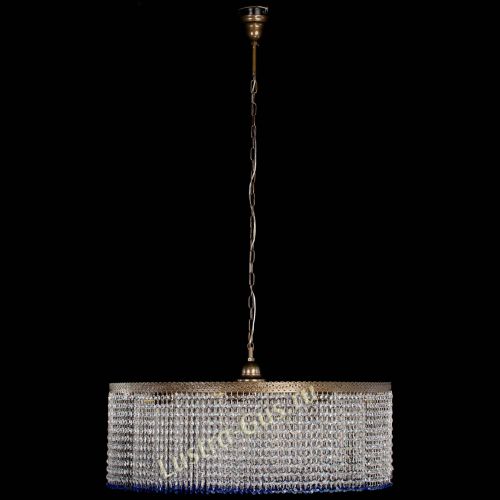 Люстра Милан капель №10 под бронзу синяя с подвесом в Кирове Гусь Хрустальный