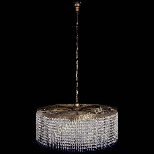 Люстра Милан капель №10 под бронзу синяя с подвесом в Кирове Гусь Хрустальный