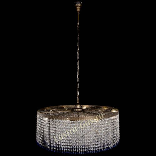Люстра Милан капель №10 под бронзу синяя с подвесом в Кирове Гусь Хрустальный