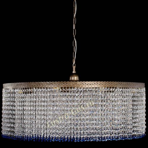 Люстра Милан капель №10 под бронзу синяя с подвесом в Кирове Гусь Хрустальный