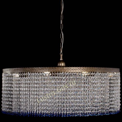 Люстра Милан капель №10 под бронзу синяя с подвесом в Кирове Гусь Хрустальный