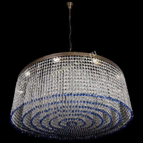 Люстра Милан капель №10 под бронзу синяя с подвесом в Кирове Гусь Хрустальный