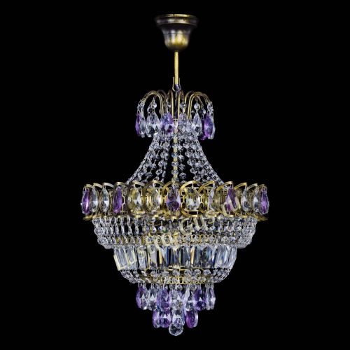 Люстра Ника подвесная Фиолетовая под бронзу в Кирове Гусь Хрустальный
