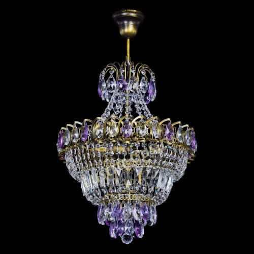 Люстра Ника подвесная Фиолетовая под бронзу в Кирове Гусь Хрустальный