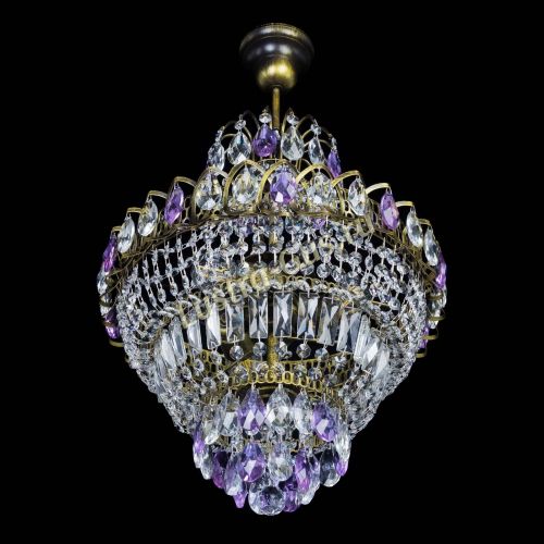Люстра Ника подвесная Фиолетовая под бронзу в Кирове Гусь Хрустальный