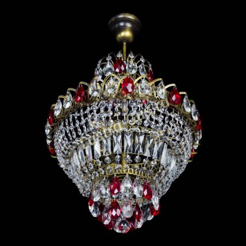 Люстра Ника подвесная Красная под бронзу в Кирове Гусь Хрустальный