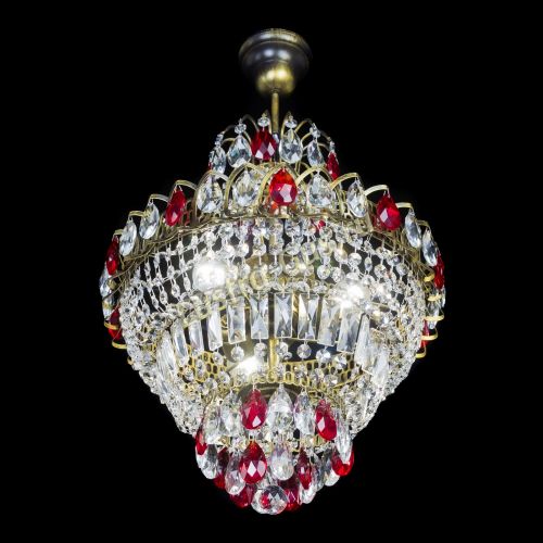 Люстра Ника подвесная Красная под бронзу в Кирове Гусь Хрустальный