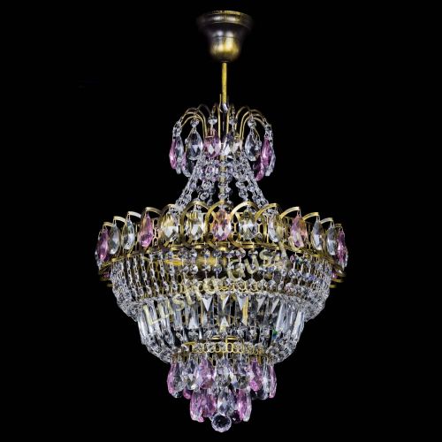 Люстра Ника подвесная Розовая под бронзу в Кирове Гусь Хрустальный